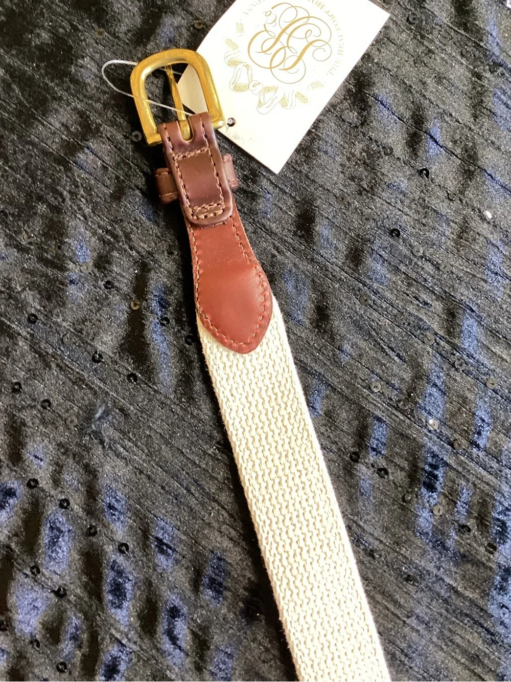 The Beaufort Bonnet Company Brown Leather Pine Tree Belt with Gold Buckle 24/60